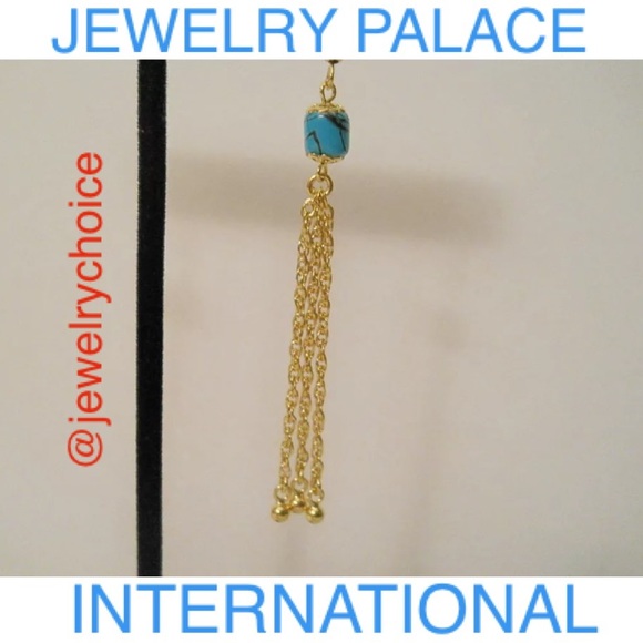 🆕14K Gold Filled Turquoise Triple Long Chain Earrings. - Picture 9 of 9